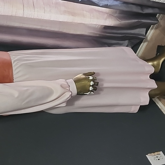 Vintage Pastel Pink Secretary Style Long Sleeve Midi Dress size S - Picture 6 of 9